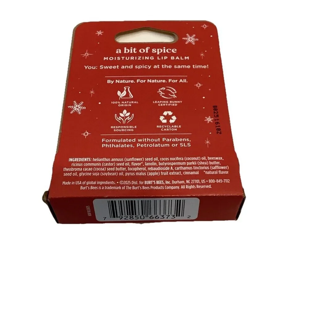 A Bit Of Spice Cinnamon Apple, Crisp Lip Balm Burts Bees Limited Holiday Edition